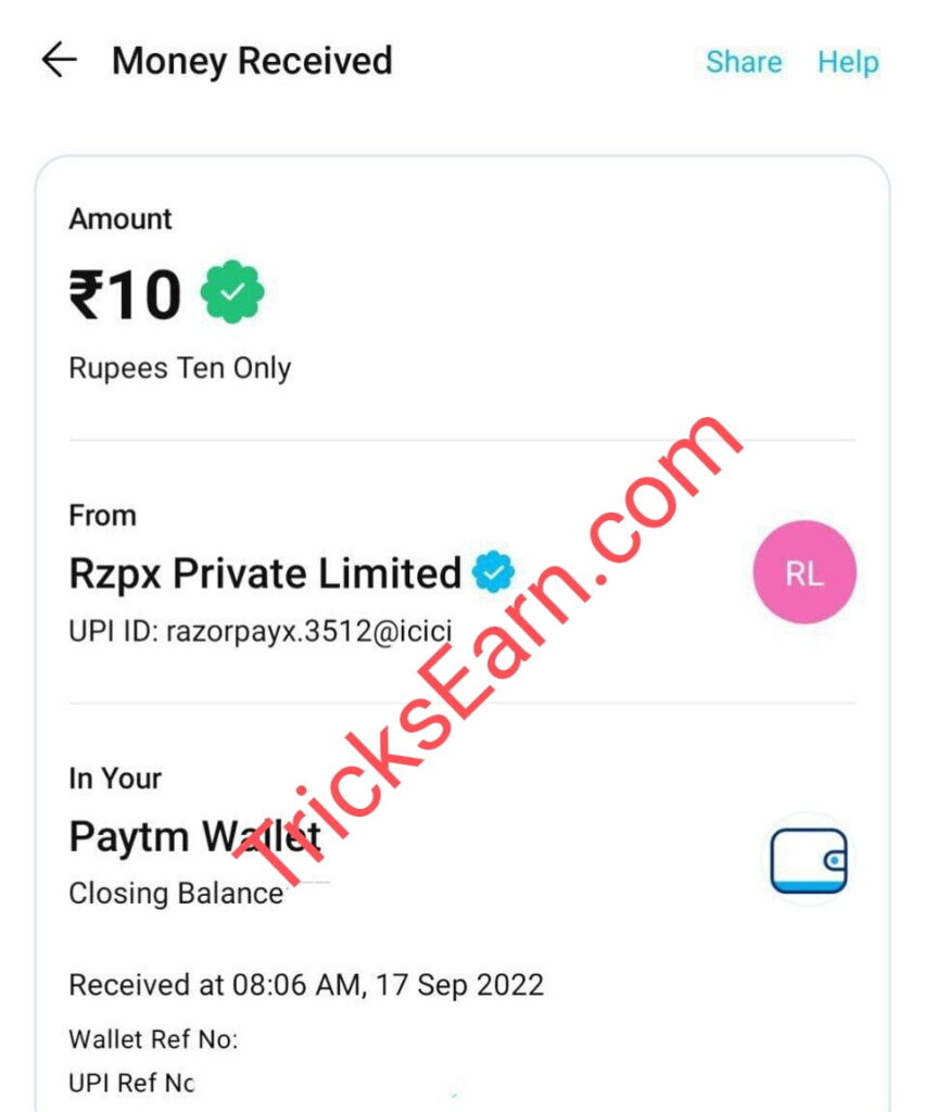 Spaarks app Referral code: Refer & Earn UpTo Rs 25 Paytm Cash Instantly From Spaarks App 5 Spaarks App payment Proof