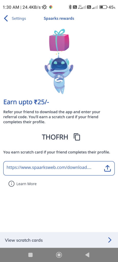 Spaarks App referral code 