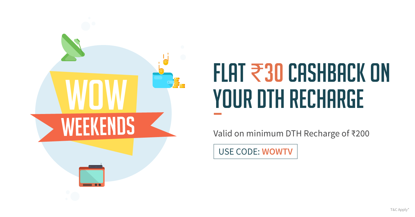 Recharge DTH Earn Rs 35 Flat Unlimited cashback