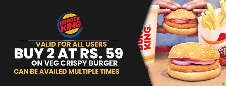 BurgerKing App loot Offer– Open App Daily ,Collect Points & Order items @ Just ₹1