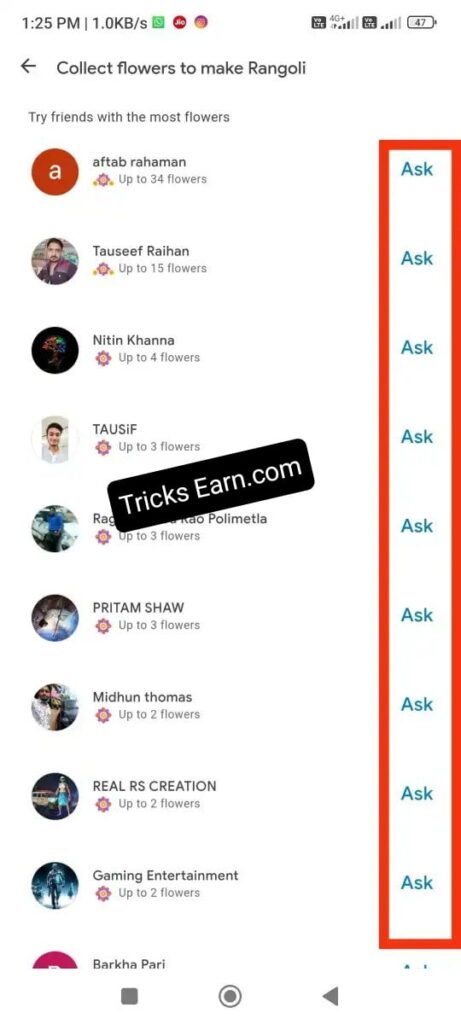 Google Pay Rangoli Fest Offer Tricks-Collect Flowers And Get Upto 201 Cashback Reward 6 IMG 20231110 092436