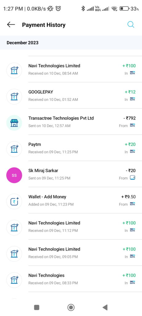 Navi App Refer Earn-Register And Earn Flat ₹100 Instantly | Refer ₹100 | Proof 7 Screenshot 2023 12 12 13 27 11 131 net.one97.paytm