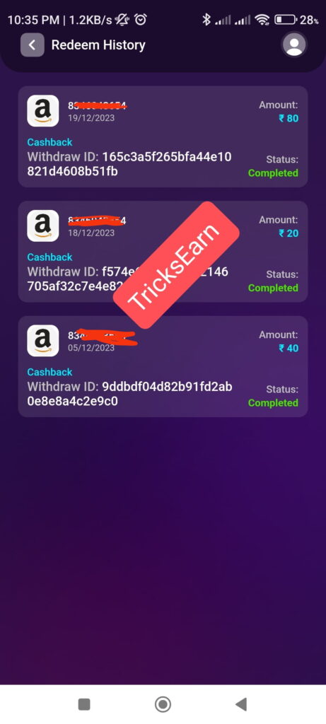 EarnReward App Referral Code -Join ₹10 + Refer ₹15 | Amazon Voucher 6 IMG 20240123 223643