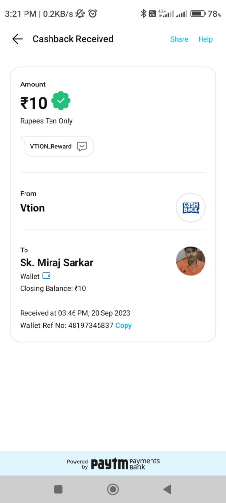 Vtion App Loot-Keep & Earn ₹40 Free PayTM Cash Every Week| Review 6 Screenshot 2024 02 04 15 21 16 795 net.one97.paytm