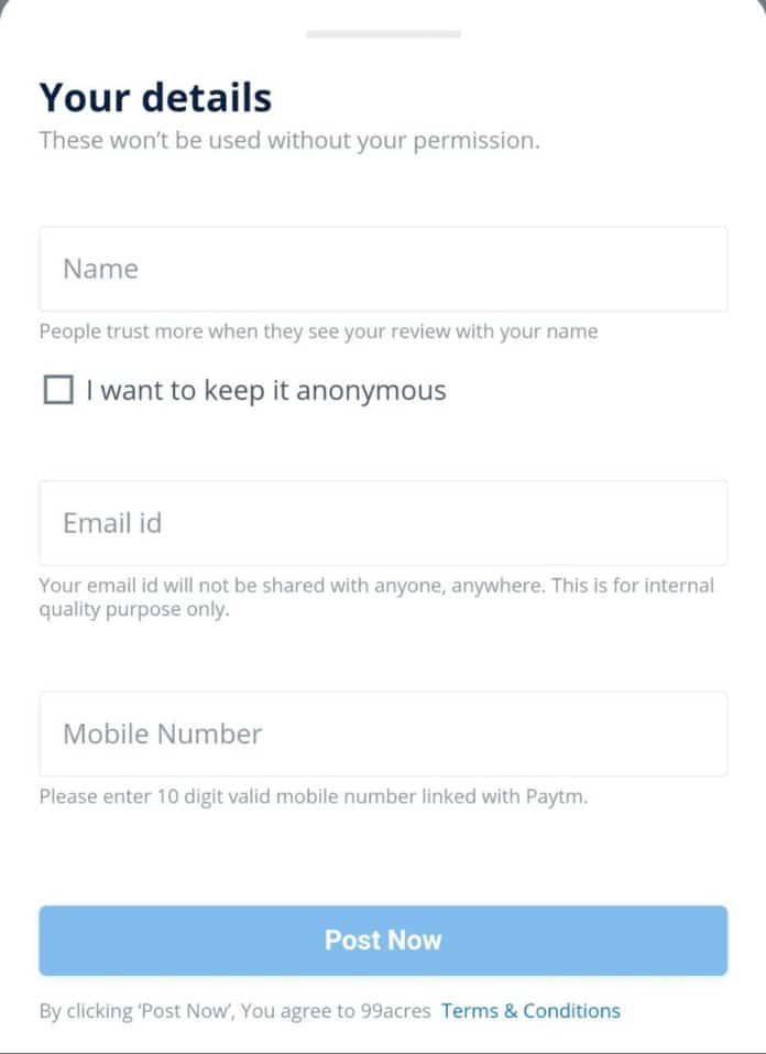99acres Survey review Loot - Earn ₹150 PayTm Cash 5 update your details on 9acres survey