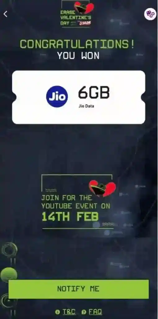 Jio 5 Star Valentine's Day offer (contest):win Free 6GB Jio Internet Data 3 Cadbury 5star valentine Free Data