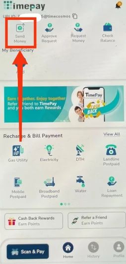 TimePay App Loot – Earn Upto ₹100 Scratch Card for Unlimited Time | TimePay Referral Code 2 Tap on send money