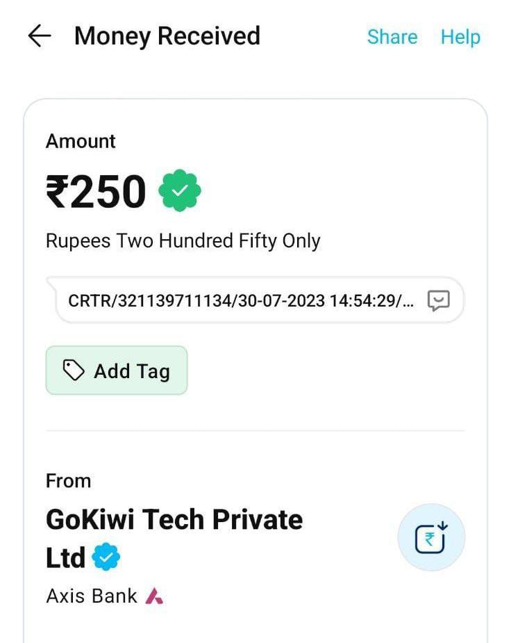 kiwi app referral code: sign up ₹250 and per referral ₹1000 11 kiwi payment proof