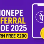 PhonePe Referral Code 2025 thumbnail showing PhonePe logo, smartphone, and Earn Free ₹200 reward banner for referral bonus offer