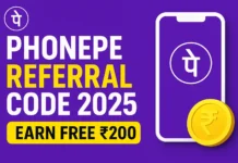 PhonePe Referral Code 2025 – Get Free Cashback & Rewards PhonePe Referral Code 2025 thumbnail showing PhonePe logo, smartphone, and Earn Free ₹200 reward banner for referral bonus offer