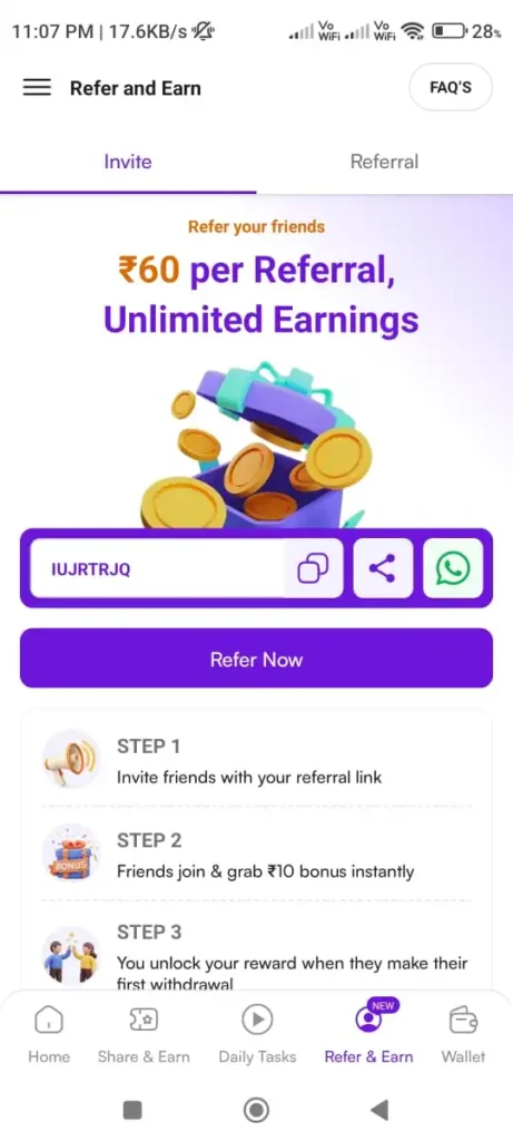 kickcash referral code